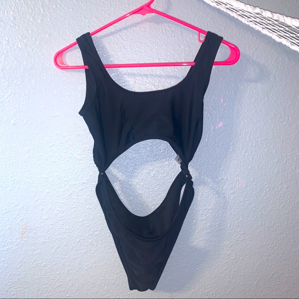 Black Shein one piece w/ gold rings size S